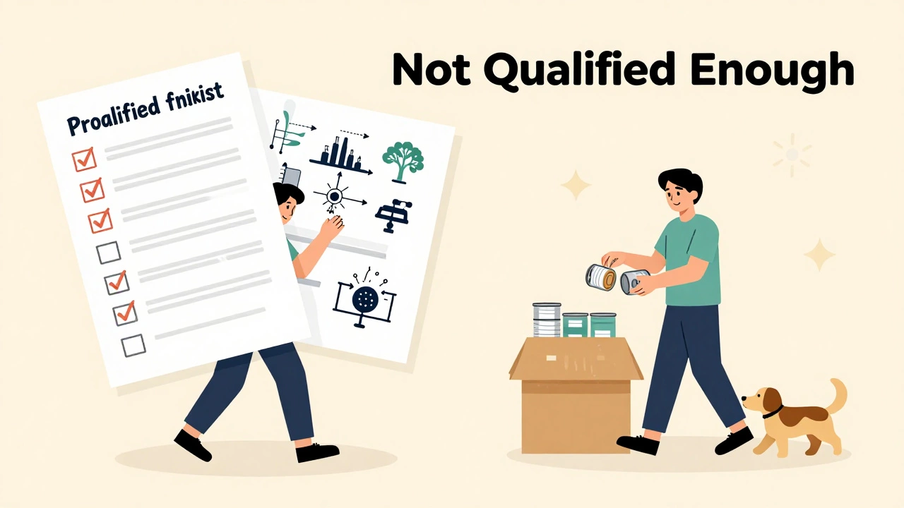 Illustration contrasting professional insecurities with the simple act of helping others.