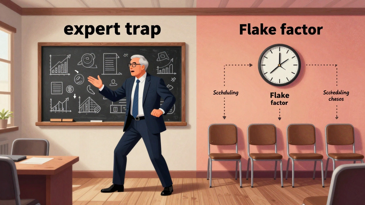 Illustration of a corporate volunteer imposing complex strategies on a small charity