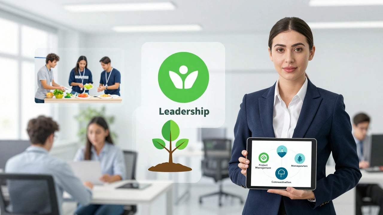 Professional woman linking volunteer experiences to career skills visually
