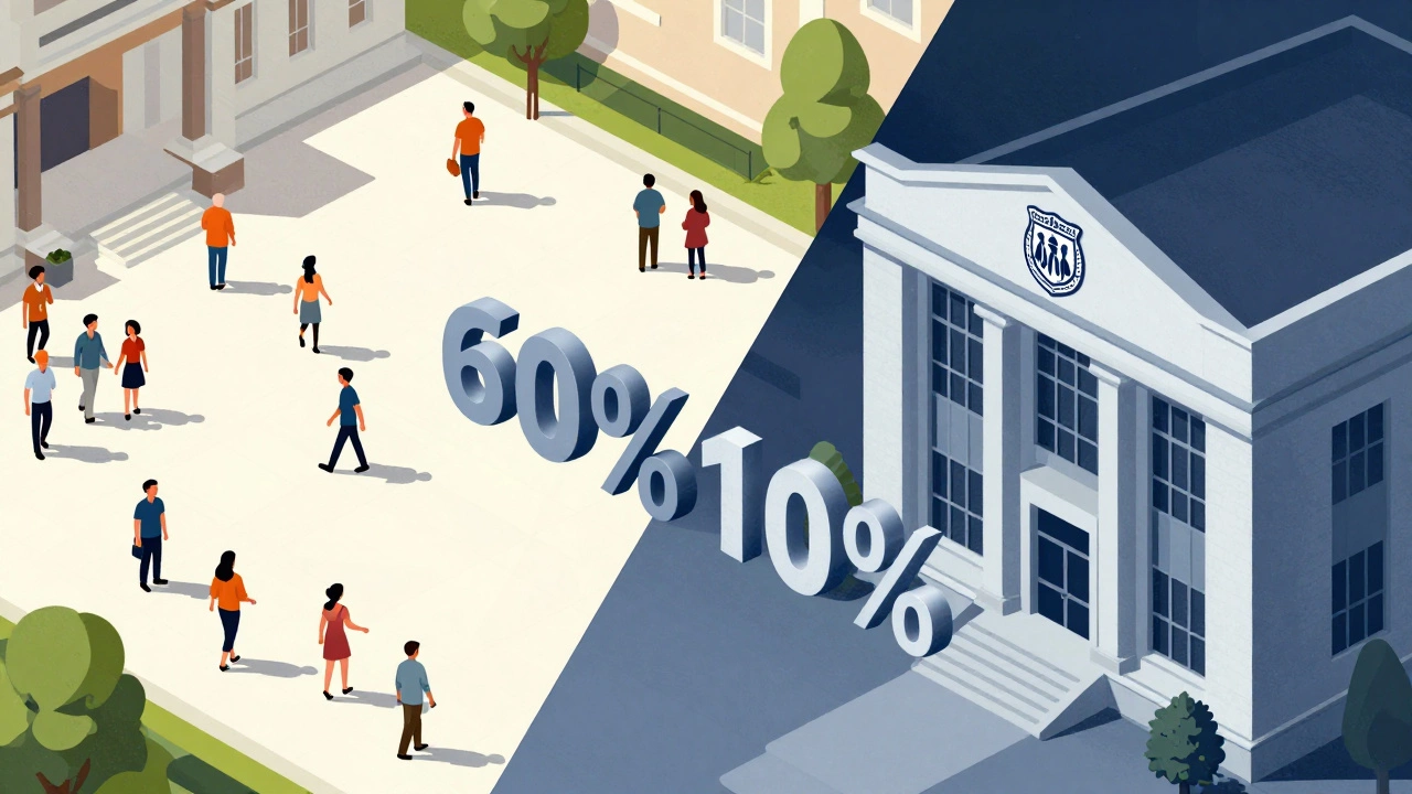 Split illustration contrasting public charities and private foundations