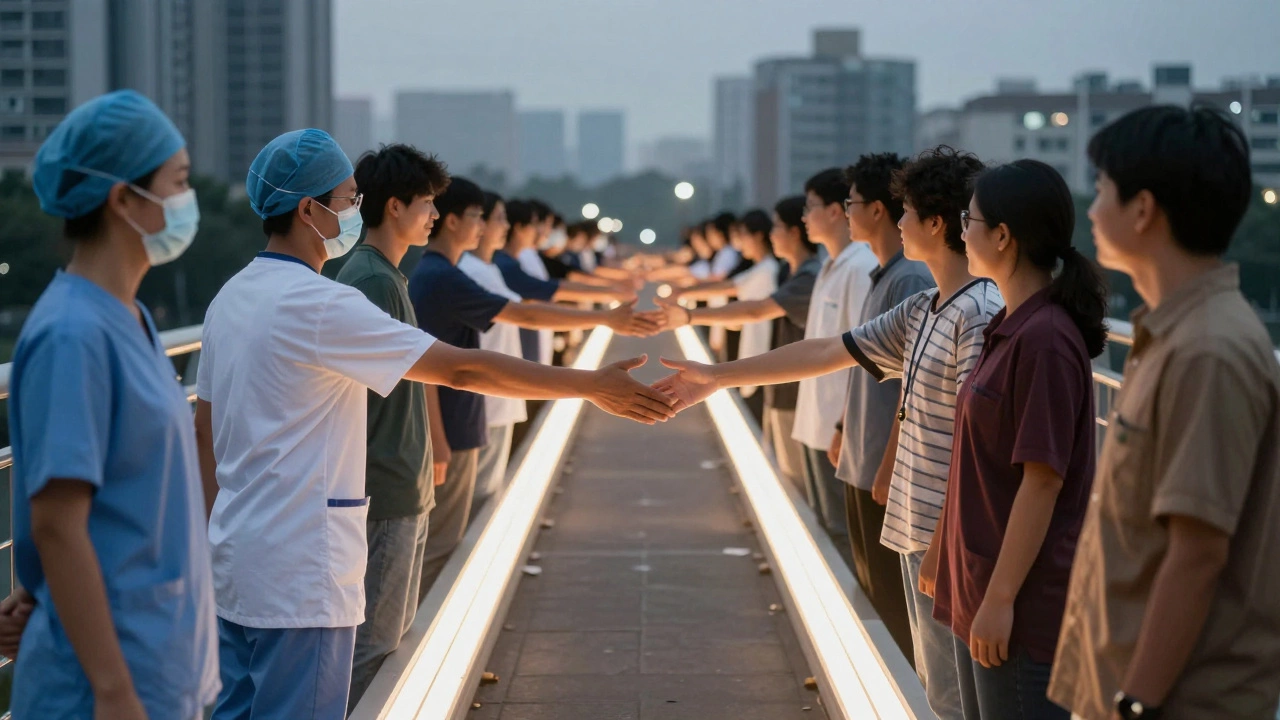 Light bridge connecting community members and professionals