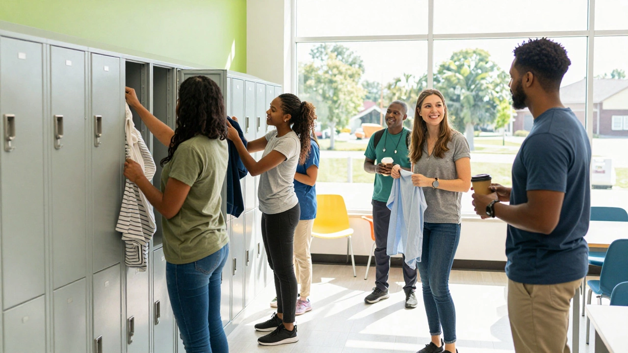 People using secure storage at a community day center