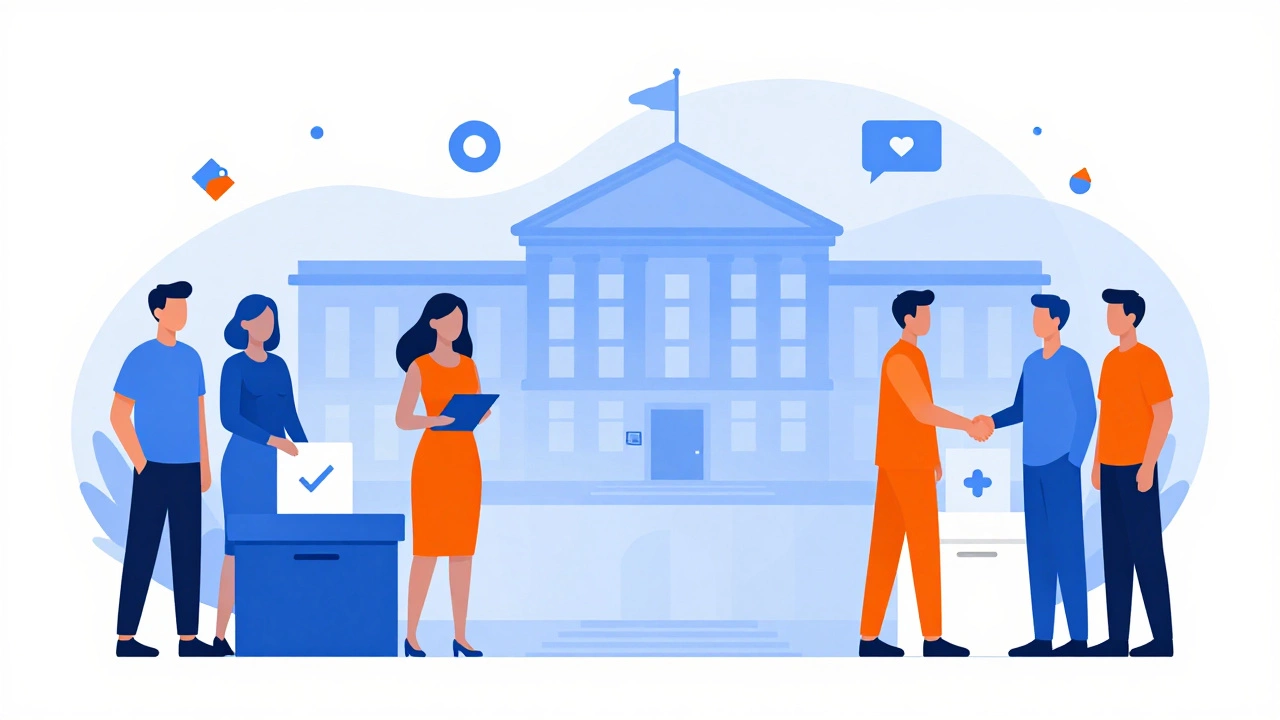 Vector art of citizens participating in civic activities
