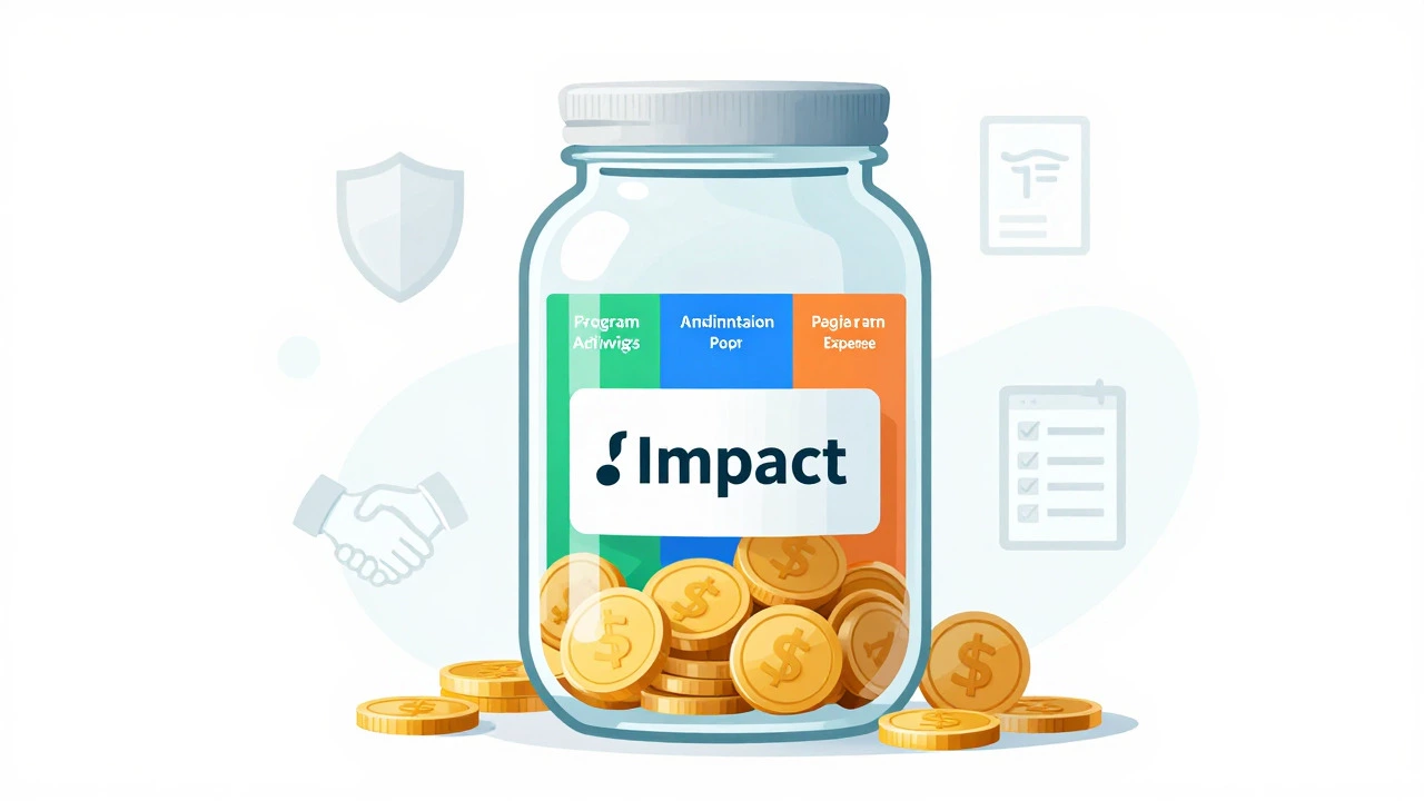 Glass jar showing transparent charity fund allocation