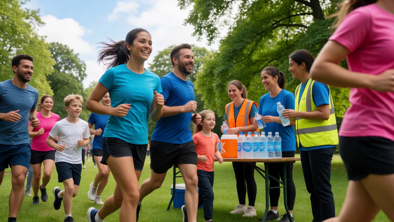 Community members participating in a charity fun run
