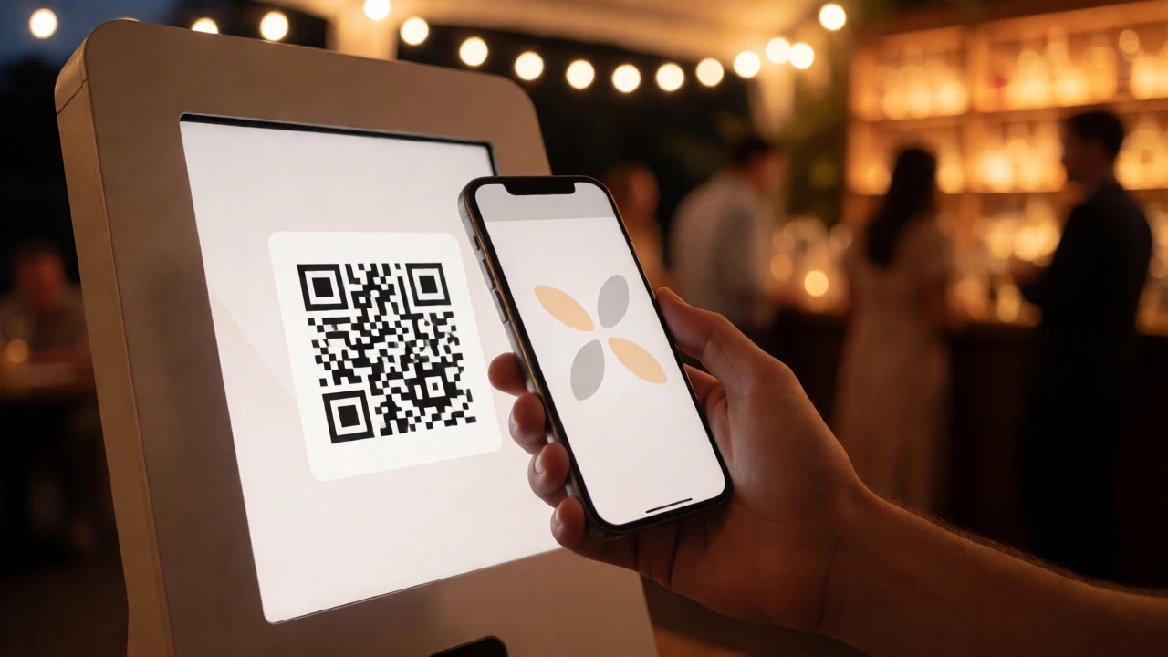 Donor scanning a QR code to donate at an event