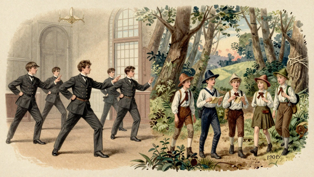 Victorian YMCA exercises and German Wandervogel hikers side by side