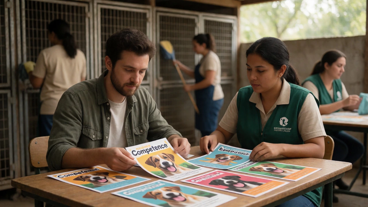 Graphic designer creating flyers for an animal shelter team